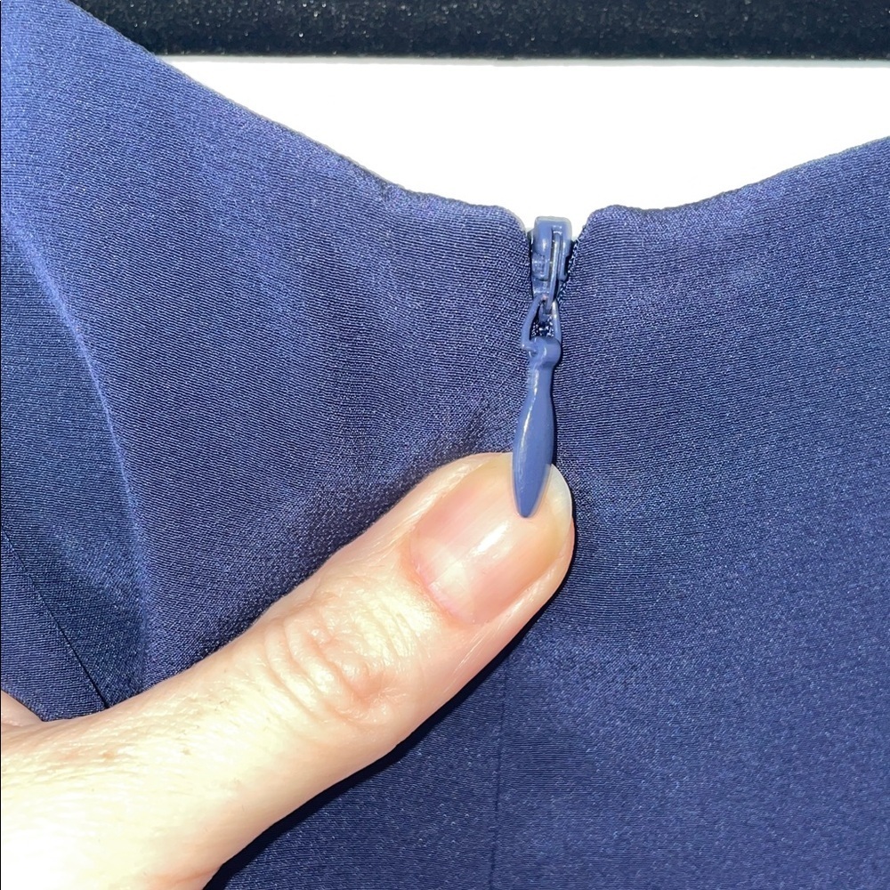 Trina Turk Navy Shift Cocktail Dress with gold embellishment - Picture 4 of 10
